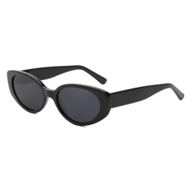 Imagem de HCHES Óculos de sol feminino acetato uv400 polarizado feminino (preto cinza)