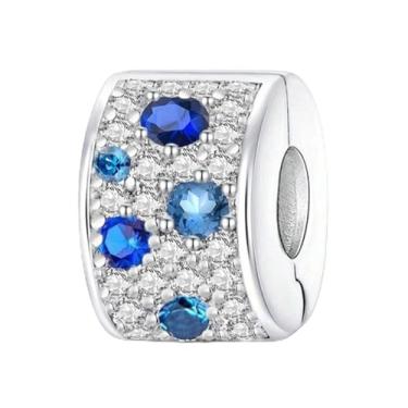 Imagem de 1 peça de contas modernas de prata esterlina série crença religiosa berloque ajuste joias DIY combinando e presente de decoração de roupa diária para mulheres (fivela de fixação de diamante grande)