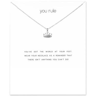 Imagem de Colar com mensagem e relâmpago, pingente de círculo de pérola em ferradura da sorte para mulheres, cartão de presente, Small, Metal, Sem Pedra Preciosa