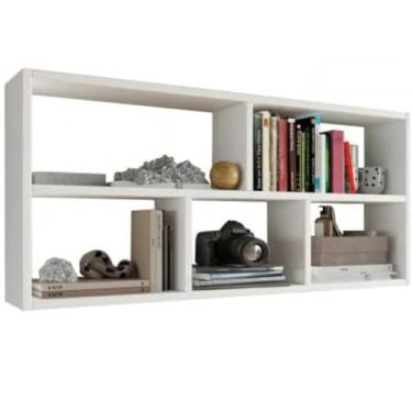 Imagem de Prateleira Decorativa em MDF Branca 60x90x15cm Multiuso para Livros e Enfeites Elegante sala quarto sinanue