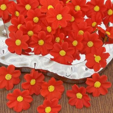 Imagem de 50 peças de mini cabeças de girassol de seda artificial tecido margarida floral para decoração de casa, decoração de casamento, flores gerbera, noiva segurando flores, decoração de arte de artesanato