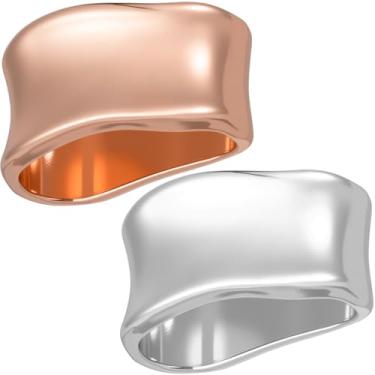 Imagem de Winsyison 2 anéis de lenço de seda, clipes de xale de seda de metal, cachecol geométrico minimalista, fivela deslizante, broches, acessórios de roupas para mulheres - ouro rosa e prata