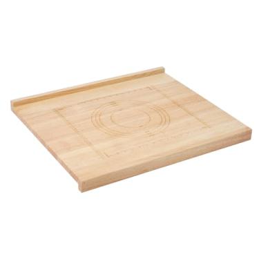 Imagem de Suuiwau Tábua de corte reversível de 24 x 20 tábuas de corte de madeira maciça com régua e borda gravadas, tábua de pastelaria de bancada dupla face para amassar massa na cozinha