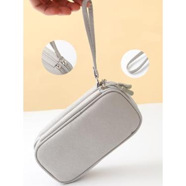 Imagem de Organizador de camada dupla de cabo de viagem, estojo de transporte de produtos eletrônicos e acessórios, bolsa de cabo de acessórios de viagem, adequado para cabos, armazenamento de cabos de