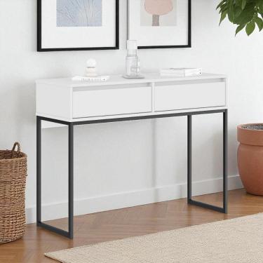 Imagem de Aparador Moderno Estilo Industrial Com Base Metal 2 Gavetas - Branco Branco