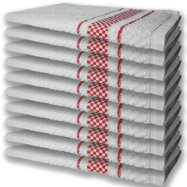 Imagem de 10 Panos De Prato Atoalhado Felpudo Premium Vermelho