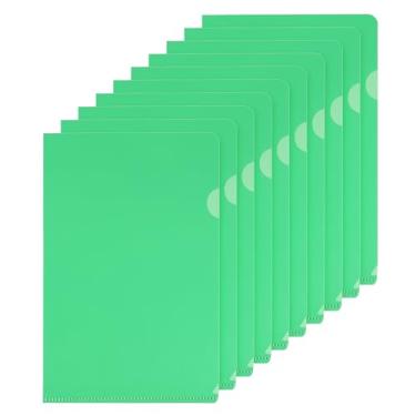 Imagem de Pastas tipo L pacote com 10 bolsos de plástico A5 para projetos de arquivos de papel transparente para escritório, verde