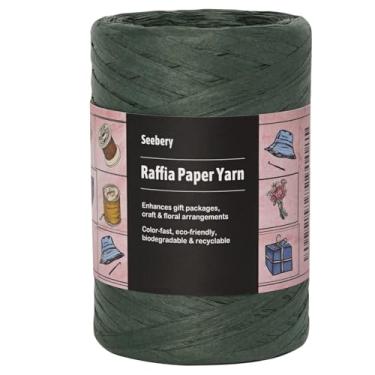 Imagem de Seebery Fio de fita de ráfia para artesanato - Fio de grama de ráfia para embrulho de presente, decoração DIY, persianas e muito mais | Corda de papel de corda fosca - 1/10.2 cm de largura, 109