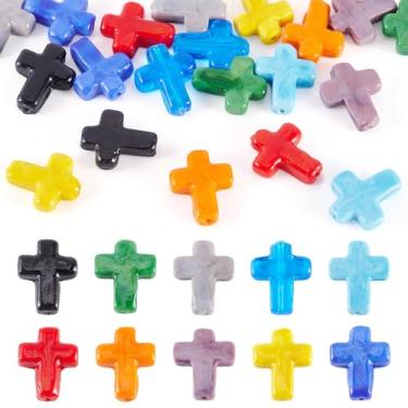 Imagem de 20 peças de contas de vidro feitas à mão, cruz, crucifixo, solto, espaçador, para bricolage, Natal, Páscoa, colar, brinco, fabricação de joias, decoração