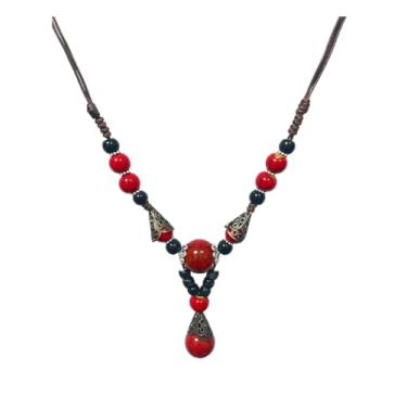 Imagem de CaChnTyche Colar vintage boêmio longo, com contas de cerâmica, colorido, étnico, hippie, acessórios, declaração de nativo americano, boêmio, joia fashion de verão para mulheres, Cerâmica, porcelana e