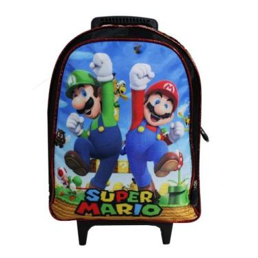 Imagem de Kit Mochila Mario Bros Juvenil Carrinho Escolar - Outras Marcas