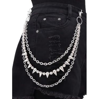 Imagem de Corrente de cintura para decoração de calças, rebites, contas, corrente Bt, acessório de moda punk masculino e feminino