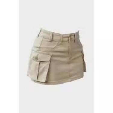 Imagem de Saia Cargo Curta Feminina Bege e Preta com Elastano  Estilo Street, Le