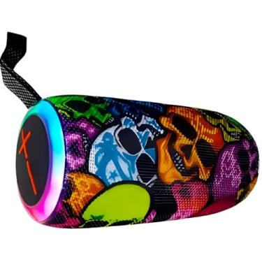 Imagem de Caixa de Som Bluetooth Portátil, 20W RGB LED, Design Floral Colorido, 19.6cm, Bateria 1500mAh, Resistente à Água, Bluetooth 5.2, Autonomia 3h