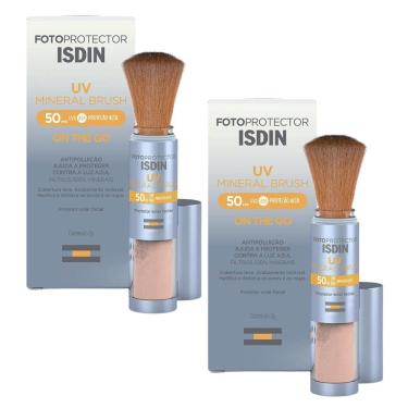 Imagem de Kit 2 Protetor Solar em Pó Isdin UV Mineral Brush FPS 50 On The Go 2g