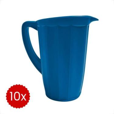 Imagem de Kit 10 Jarras Plásticas 1,7L Reforçadas Para Bebidas Água Suco Uso em 