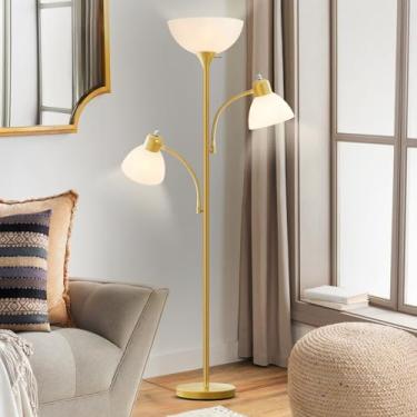 Imagem de Luvkczc Lâmpadas de chão para sala de estar, lâmpadas de pé de 183 cm de altura, lâmpada Torchiere com luzes de leitura ajustáveis de 8 W, luminária de chão moderna brilhante para quarto, escritório