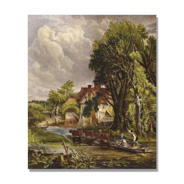 Imagem de NHLDZYH Arte de parede John Constable, (Valley Farm 2), pôster de pinturas famosas, decoração de parede com impressão de imagem retrô de romantismo. Apenas tela 60 x 72 cm - 23,6 x 28,3 pol