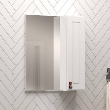 Imagem de Armário Espelheira para Banheiro 45cm 1 Porta Denver Yescasa Branco