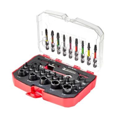 Imagem de Geinxurn Kit de ferramentas de 39 peças com caixa de armazenamento combinando, inclui brocas de chave de fenda magnéticas de aço S2 de 2,5 cm/5 cm (Phillips/Square/Torx), soquete, unidade de soquete