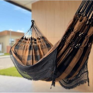 Imagem de Rede de Dormir, Rede de Descanso Dormir Bucho de Boi Toda Reforçada Até 350kg Estampada(JAGUARUANA MAIS SIMPLES MARROM)