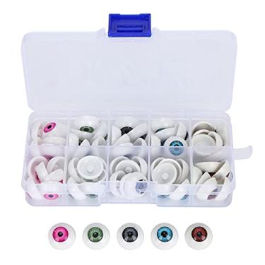 Imagem de Boneca globos oculares meio redondos olhos de plástico colorido diy urso artesanato materiais acessórios de halloween pupilas coloridas brilhantes centradas sem bolhas para (16MM60 peças por caixa)