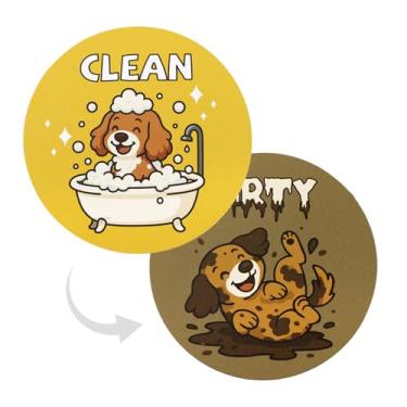 Imagem de Placa Magnética para Máquina Lavar Louça Limpa e Suja, Cão Engraçado Dupla Face Íman Indicador Reversível Limpeza e Sujidade para Cozinha Frigorífico Lavandaria