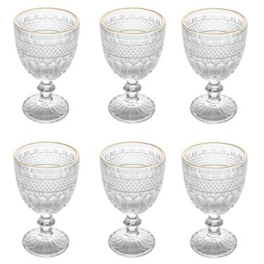 Imagem de Conjunto 6 Taças De Vidro Com Fio De Ouro 320 Ml Brand Wolff