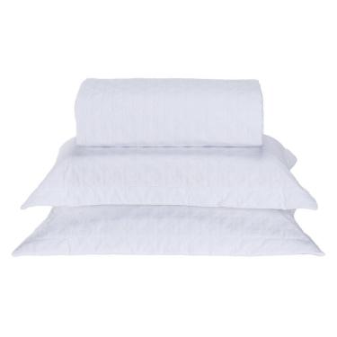 Imagem de Kit Cobre Leito Milão Casal 3 Peças 100% Poliéster - Branco/Branco