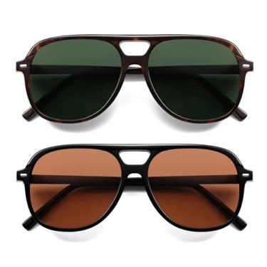 Imagem de Óculos de sol aviador para mulheres e homens, Tartaruga + preto