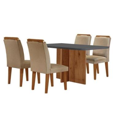 Imagem de Sala De Jantar Mesa Olímpia 120cm 4 Cadeiras Athena Moderna Turim Graf