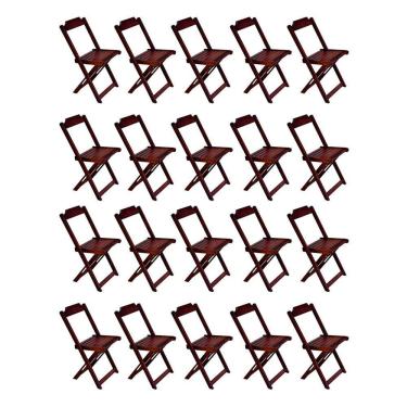 Imagem de Kit 20 Cadeiras De Madeira Dobravel Imbuia - Marrom