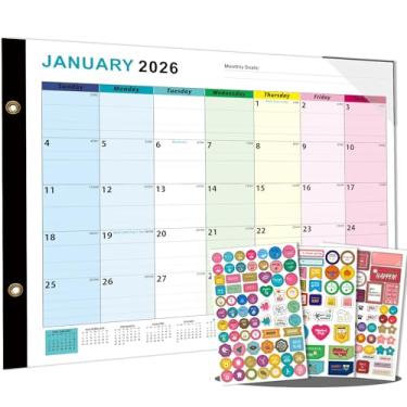 Imagem de Dayvorax Calendário de mesa 2026-2027 – 56 x 43 cm, calendário de 18 meses, janeiro de 2026 a junho de 2027, grande calendário mensal de mesa com blocos diários, papel grosso, protetores de canto