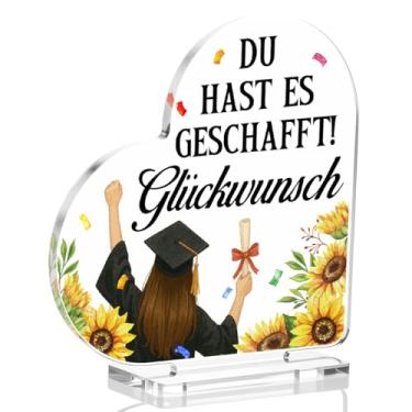 Imagem de Presentes de formatura para mulheres, placa de coração de acrílico para solteiro, presentes de parabéns para exame de formatura aprovado