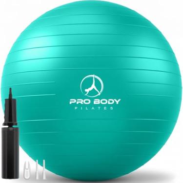 Imagem de ProBody Pilates Bola de exercício - Bola de equilíbrio de vários tamanhos para academia, treino, gravidez e fisioterapia, cadeira de bola de ioga de estabilidade (Aqua, 45 cm)