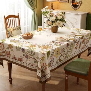 Imagem de Toalha de mesa floral vintage para mesas retangulares estilo francês toalha de mesa rústica, estampa de flores, resistente ao desgaste, vinil impermeável, capa de mesa de PVC para cozinha, acampamento