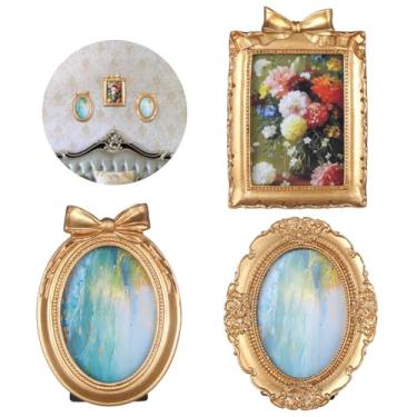 Imagem de Conjunto de molduras barrocas douradas em relevo, molduras antigas de colagem de 3 peças para decoração de parede e mesa