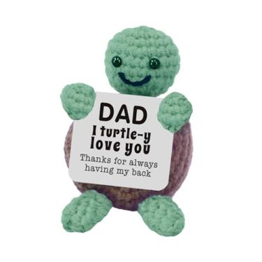 Imagem de Adorável tartaruga rochetada à mão – Acompanhante de apoio emocional positivo de 7 cm com cartão motivacional, decoração de mesa divertida para escritório/casa, presente para amigos/colegas