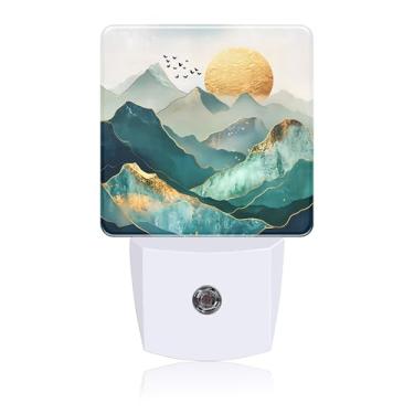 Imagem de Luz noturna de sol e montanhas, luzes noturnas conectadas à parede com sensor de crepúsculo ao amanhecer, luz noturna para decoração de quarto feminino, masculino, corredor, cozinha, banheiro