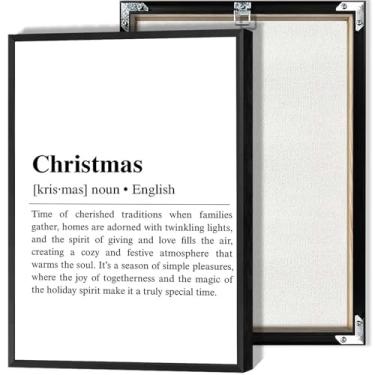 Imagem de Arte de parede em tela de definição de Natal, pôsteres em preto e branco, impressões de atmosfera festiva para sala de aula, quarto ou sala de estar, decoração de parede 30,5 x 40,6 cm, sem moldura