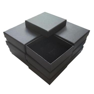 Imagem de ARTISAMILY Caixas de presente de Natal para presentes, 12 peças, brinco preto, pulseira, colar, caixa de joias, 8,9 cm x 9 cm x 2,5 cm, caixa de joias de papel de enchimento de algodão para