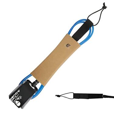 Imagem de Lonnngg Coleira para prancha de surf, 6/7/8/9/10/11/3,7 m, corda de perna SUP, correia ajustável de 7 mm, coleira de surfe reta com bolso para chave, 6 cores