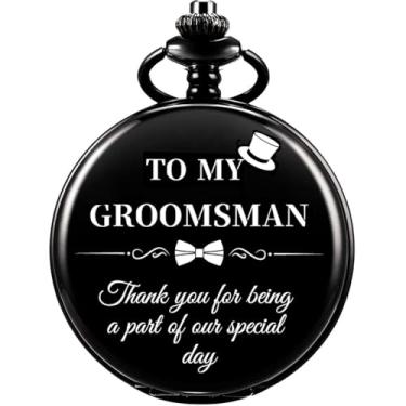 Imagem de Relógios de bolso de casamento para padrinhos, presentes de padrinhos, presente de pedido de padrinhos, relógios de bolso gravados