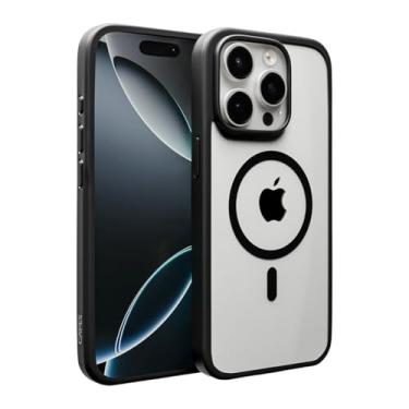 Imagem de Capes Capa Impact Armour para iPhone 15 Pro, à prova de choque, proteção de grau militar de 3 m, compatível com capa traseira Magsafe, não amarela, PC + TPU + TPE transparente, preta transparente
