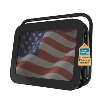 Imagem de AlloTemlass Janela deslizante RV sem moldura de 61.0 cm x 38.1 cm | Vidro temperado matizado aprovado pelo DOT, tela de malha | Serve para paredes de 3,5 cm a 3,5 cm | Alumínio anodizado, design