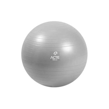 Imagem de Bola de Ginástica para Pilates, 65cm, PVC Antiderrapante, Cinza, com Bomba de Ar, Suporta 200kg, para Exercícios, Fisioterapia e Gestantes