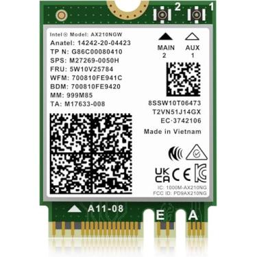 Imagem de Placa sem fio WiFi 6E AX210NGW, Bluetooth 5.3 Tri-Band 5400Mbps M.2/NGFF para PC Laptop AX210 placa de rede compatível com Windows 10/11 (64 bits)