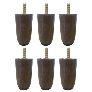 Imagem de 6 Pezinhos Pé Cama Box Baú Moveis Puff 7cm Marrom Madeira