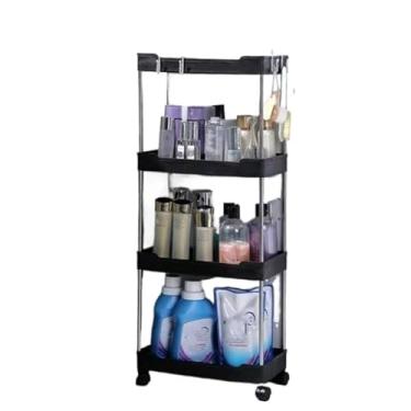 Imagem de Carrinho de Armazenamento Multiuso 4 Camadas – Organizador com Rodas para Cozinha, Banheiro e Escritório (Preto,G)