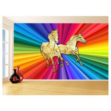 Imagem de Papel De Parede Animais Pop Art Cavalos Cores 3,5M Pxa363 - Você Decor